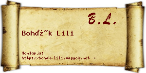 Bohák Lili névjegykártya