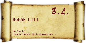 Bohák Lili névjegykártya